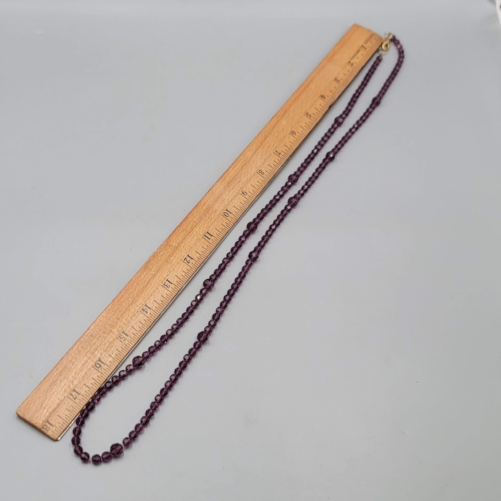 Purple Crystal Bead Long Necklace 36 in