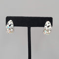 Clip on Earrings Silver tone AB Rhinestones Half Hoop Drop  3/4"