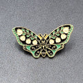 Moth Tulip Flowers Enamel Lapel Hat Pin Green Black 1.75"