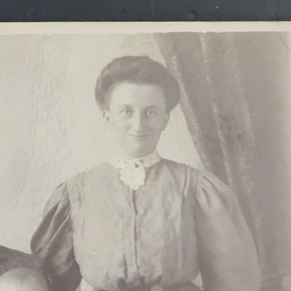 Antique Cabinet Card Photo Family Mustache Baby Smiles