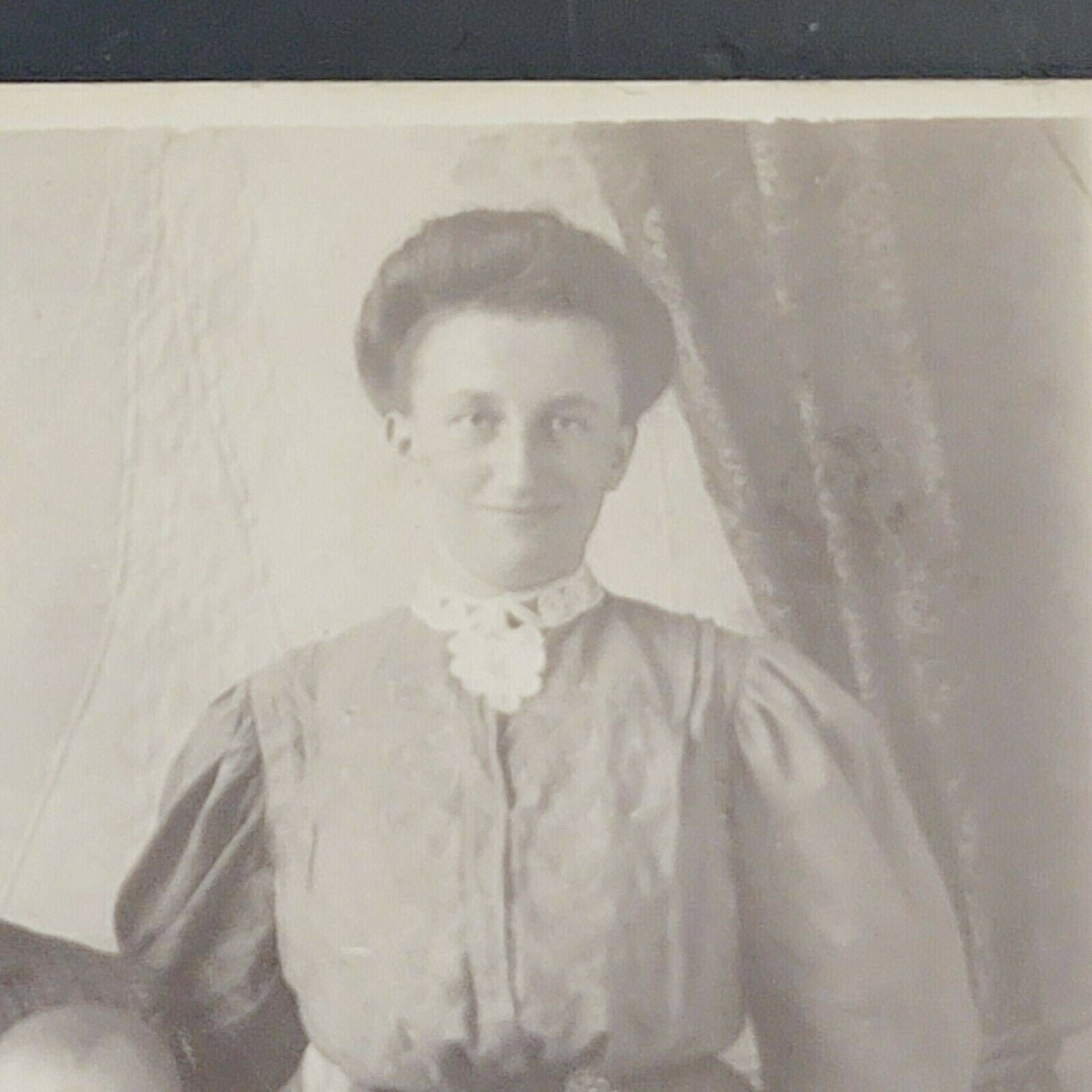 Antique Cabinet Card Photo Family Mustache Baby Smiles