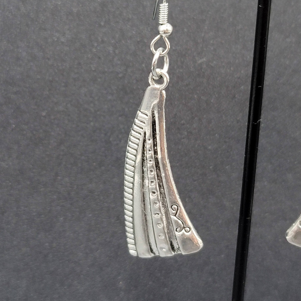 Pierced Earrings Silver tone Abstract Statement Dangle 1.75"