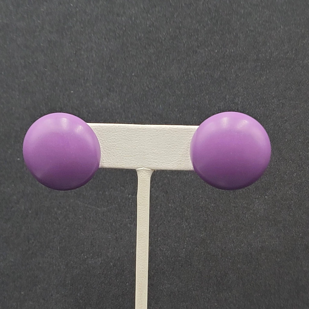 Vintage Pierced Earrings Purple Domed Studs Estate Costume Jewelry 1"