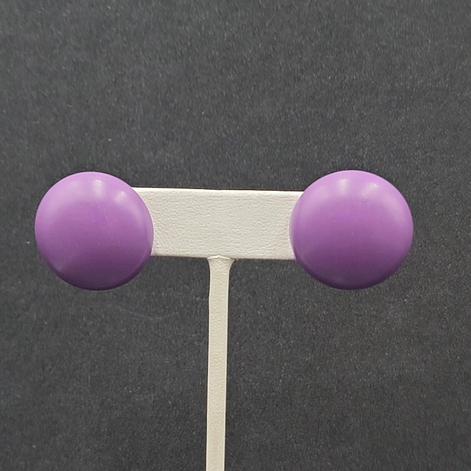 Vintage Pierced Earrings Purple Domed Studs Estate Costume Jewelry 1"