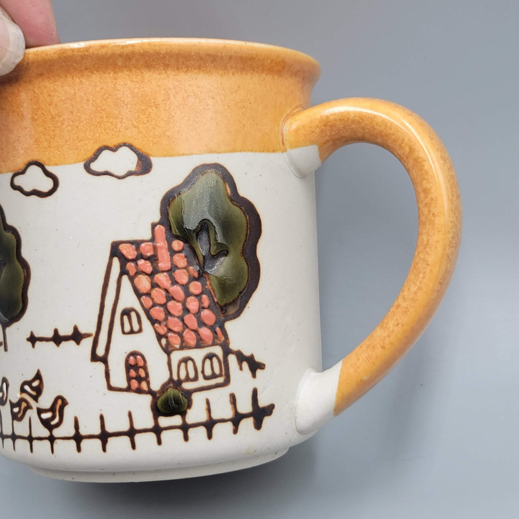 Lefton Coffee Mug Rustic Farm Cows Farmhouse Tea Cup Ceramic Hand Glazed