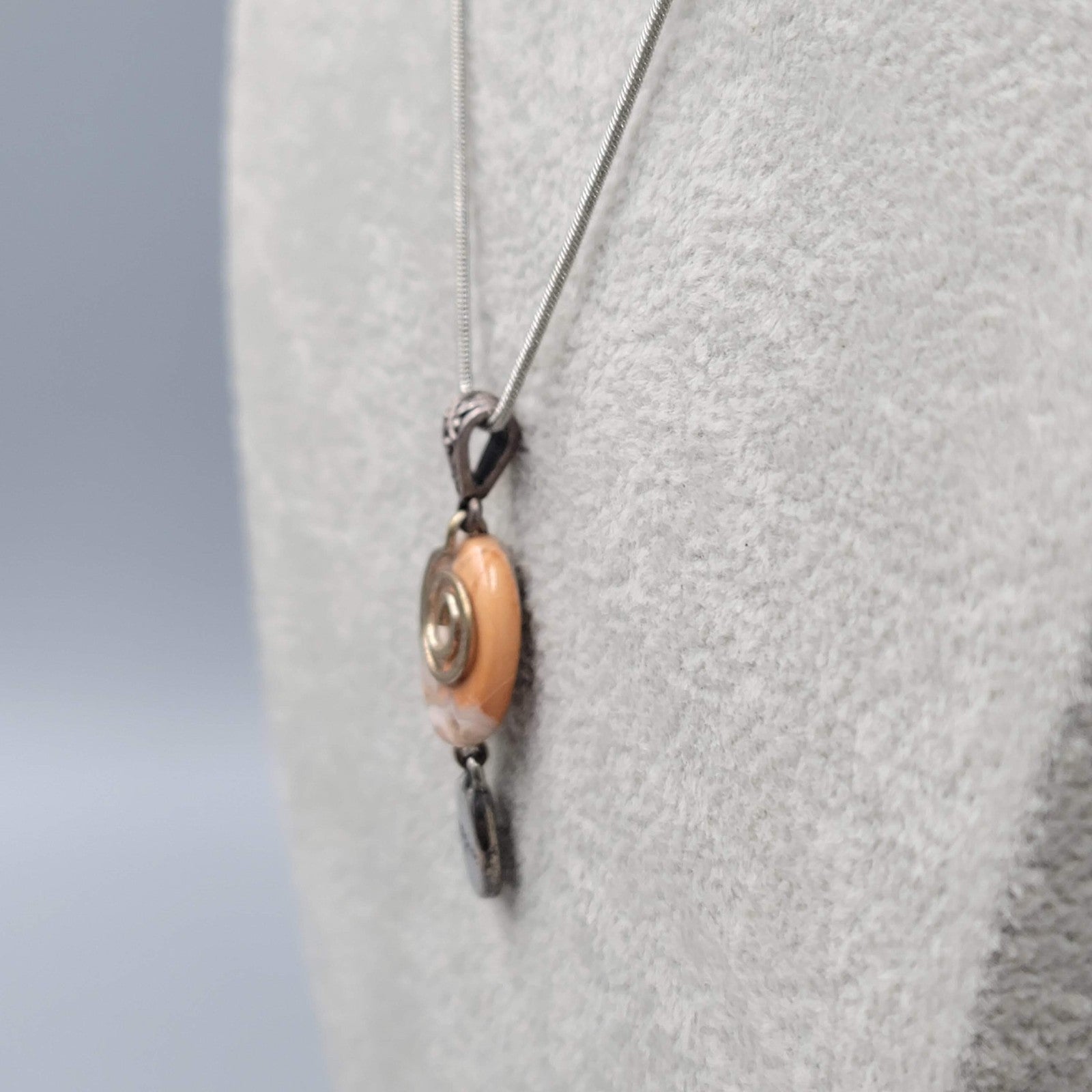 Inspire Agate Pendant Necklace Silver tone Snake Chain 18 in