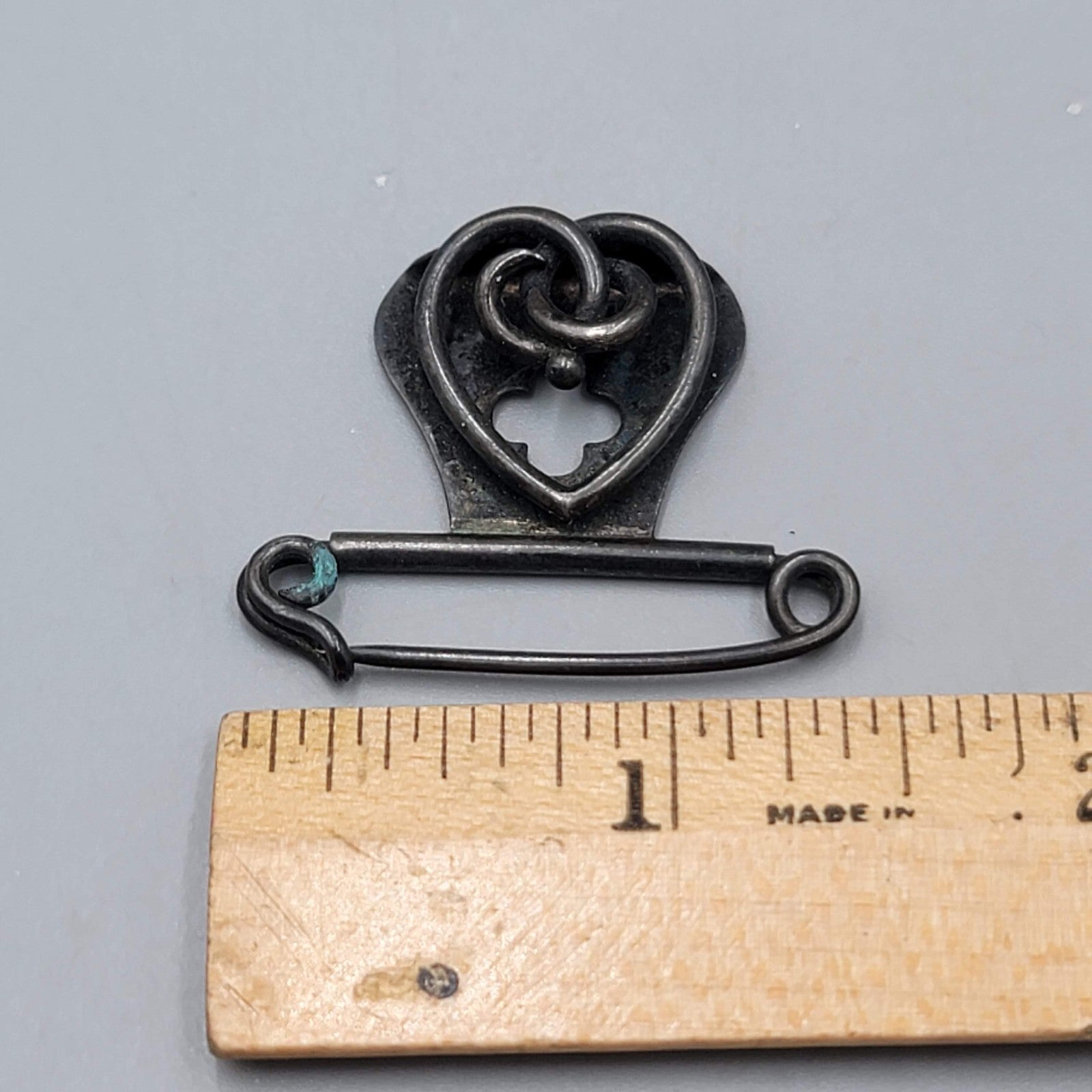 Antique Victorian Sterling Silver Watch Clip Pin Vintage