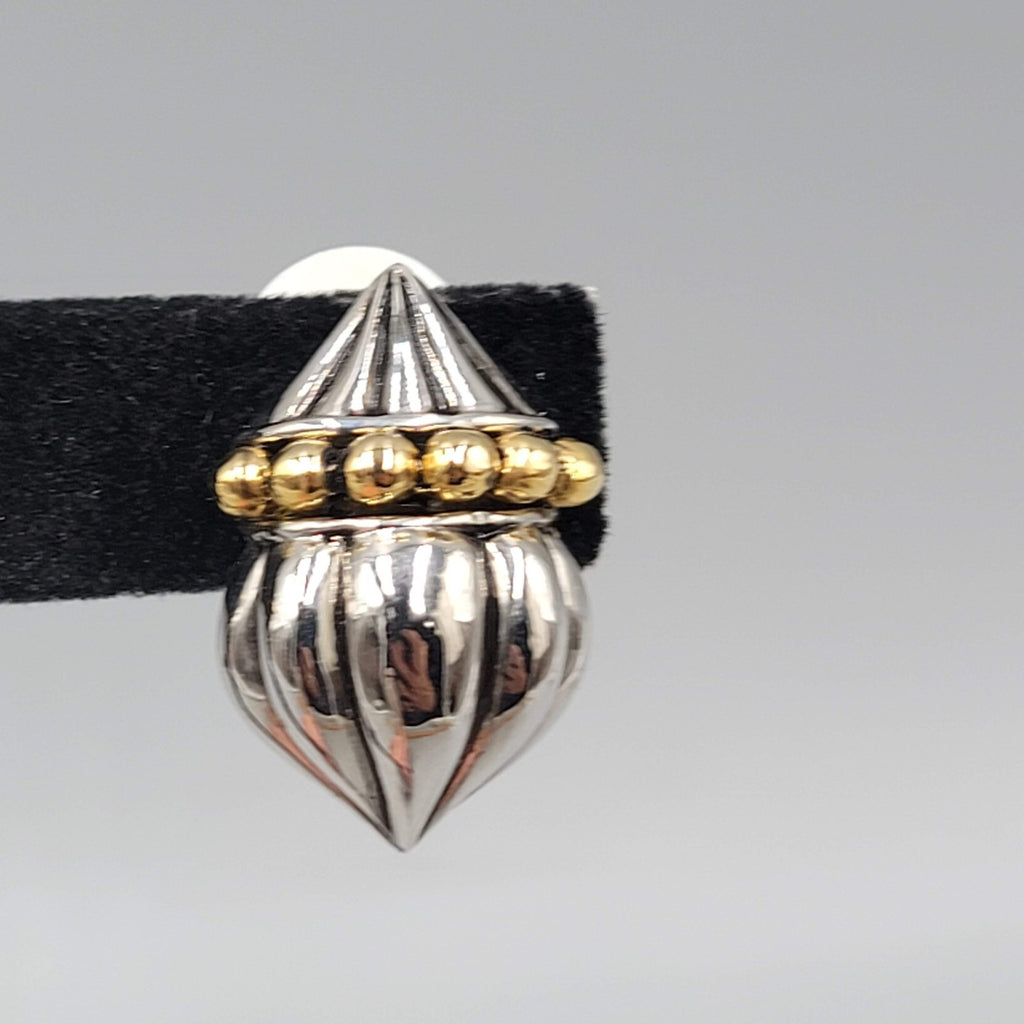 Vintage Statement Clip on Earrings Silver Plated Gold Plated Beading 1 in
