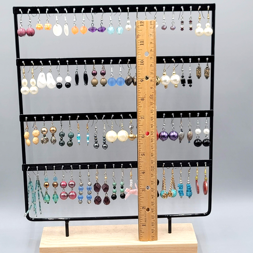 Lot of 44 Beaded Pierced Earrings Multi color ALL Dangle Hooks Bead Mixed