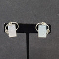 Vintage Clip on Earrings Silver tone Blue Lucite Thermoset Rectangle 7/8"