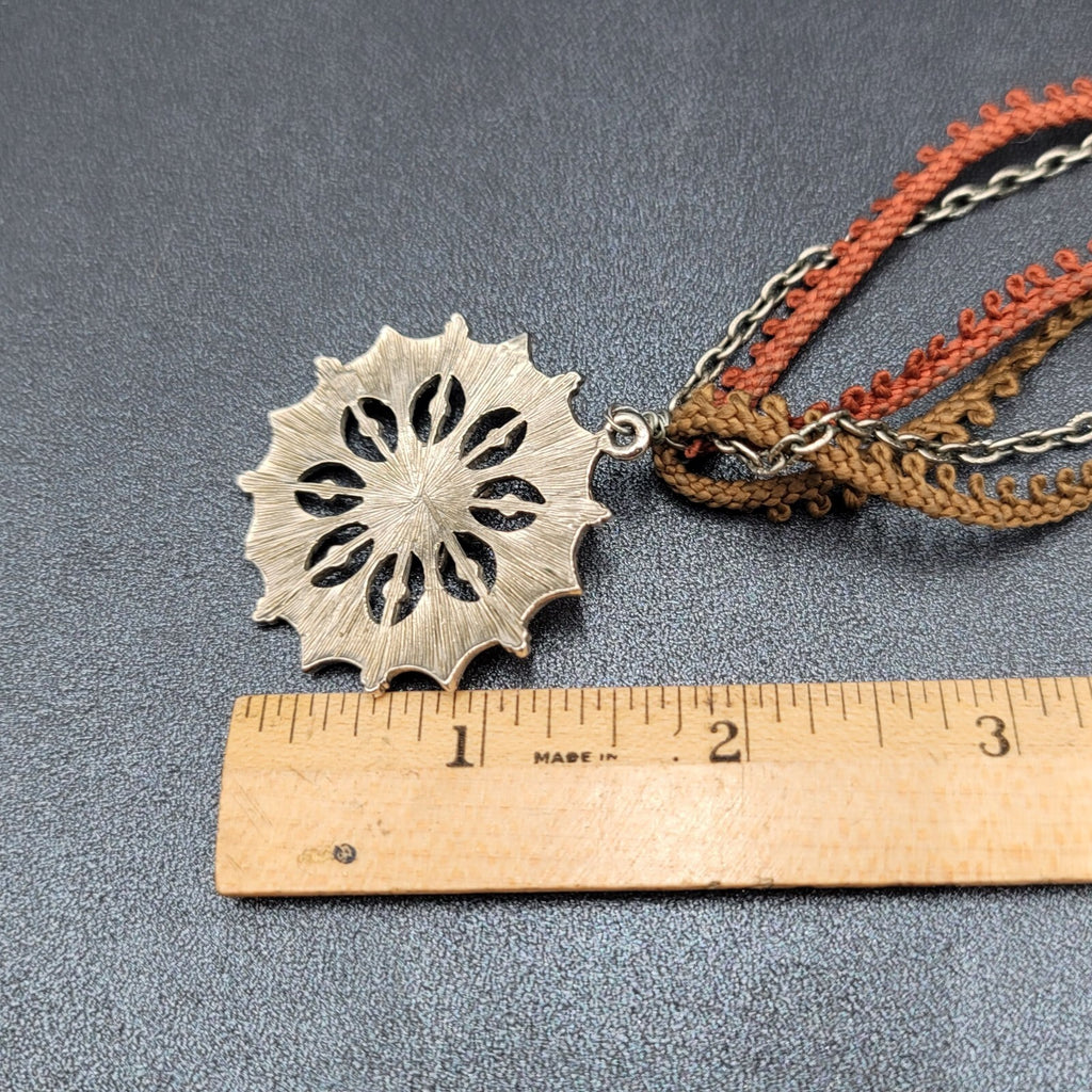 Boho Enamel Pendant Necklace Triple Strand Cord Chain 14"-16" Small
