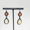Pierced Earrings Black Metal Orange Yellow Acrylic Dangle 1.5"