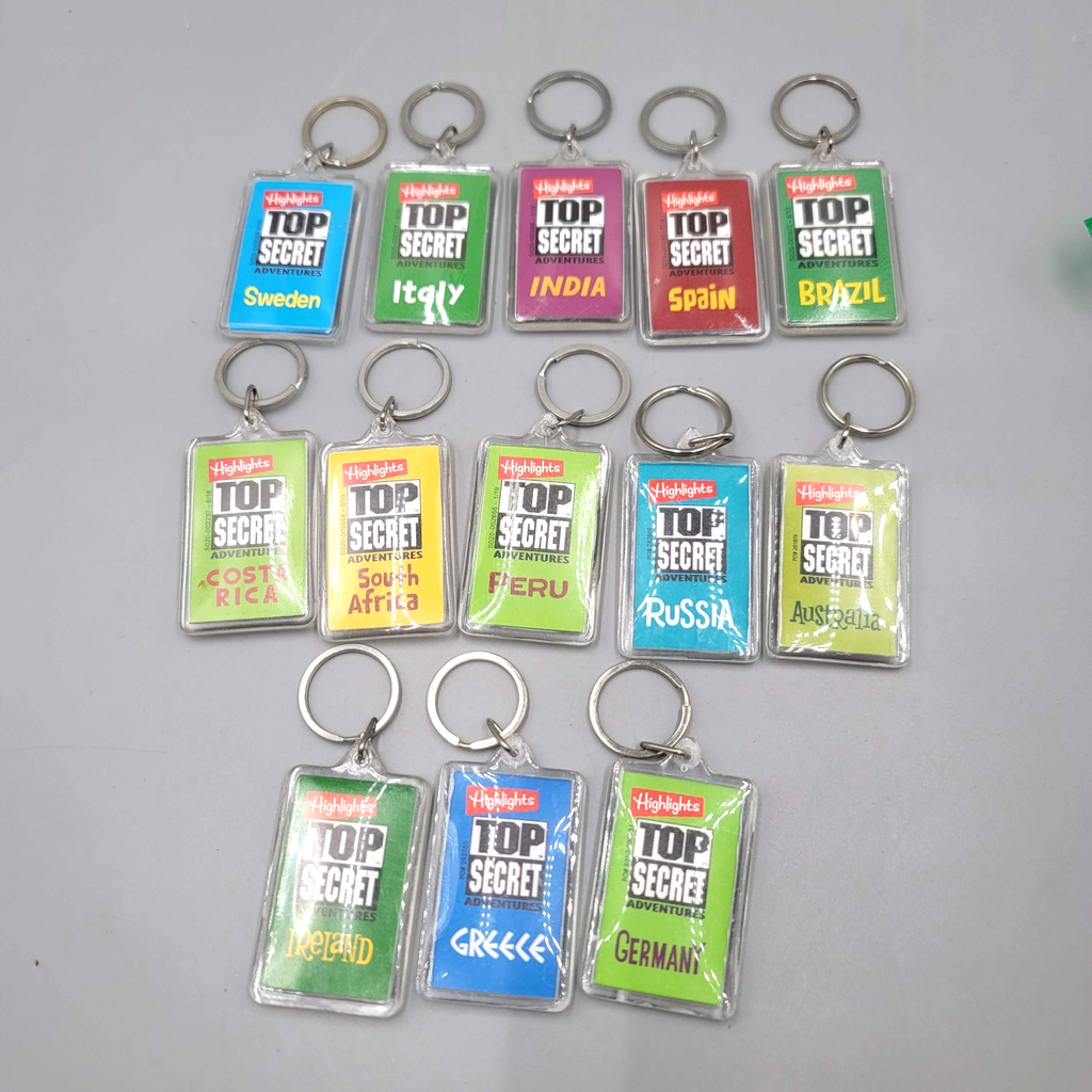Highlights Top Secret Adventures Lot of 13 Keychains Acrylic