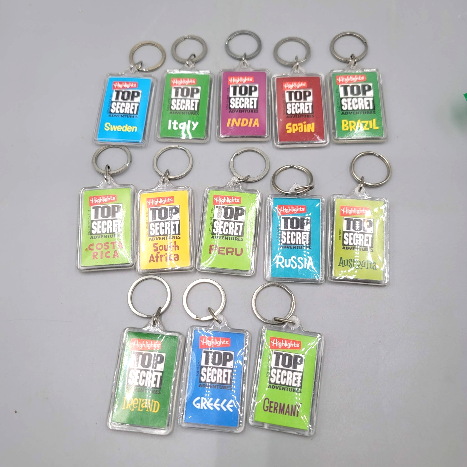 Highlights Top Secret Adventures Lot of 13 Keychains Acrylic