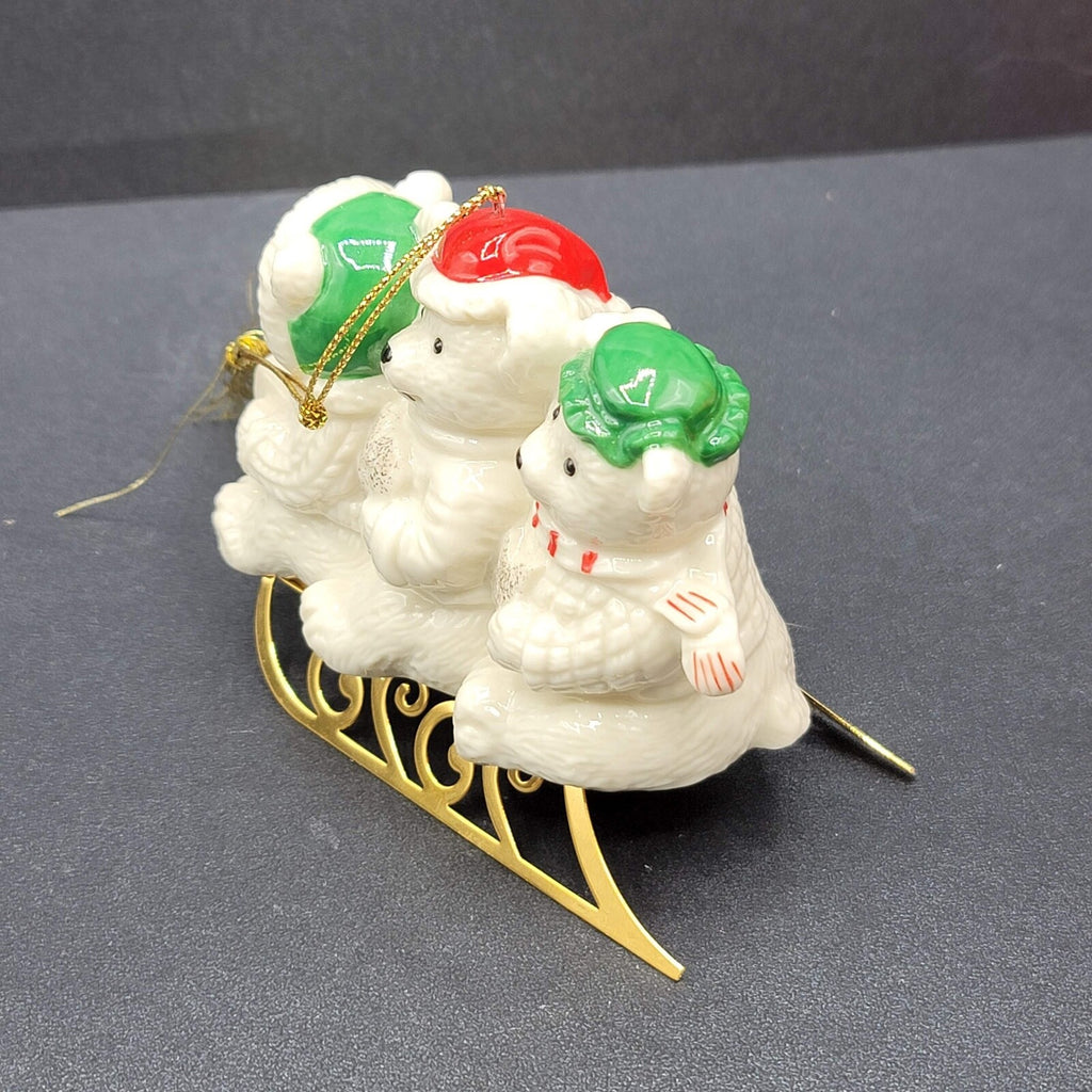 Mikasa Holiday Bear Sleigh Christmas Ornament w Box