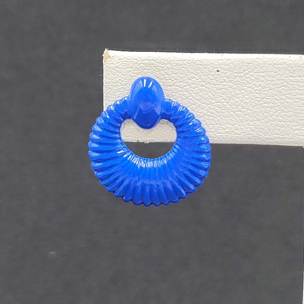 Vintage Pierced Earrings Blue Enamel Lightweight Small 3/4" Costume Jewelry
