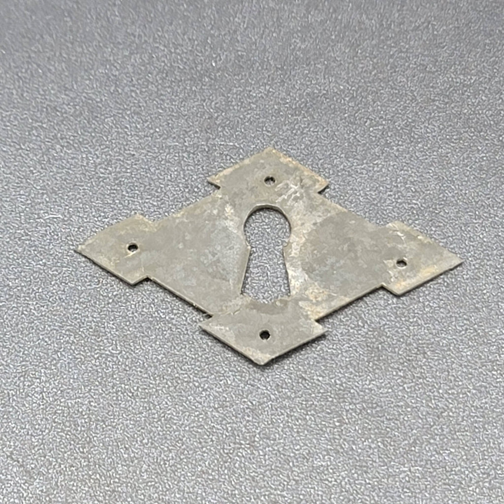 Vintage Aluminium Stamped Skeleton Key hole Escutcheon Salvage 2 3/8" x 1 1/2"