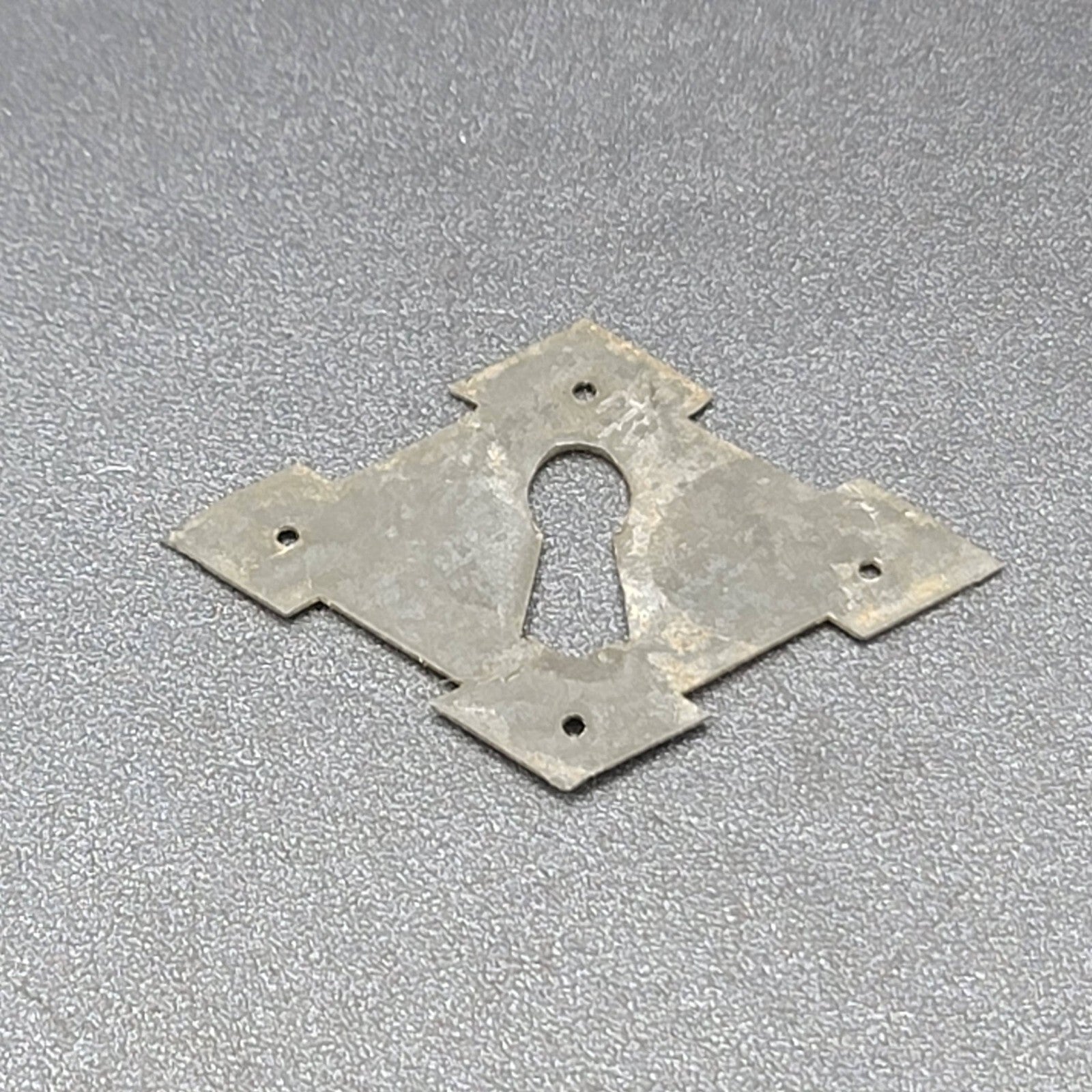 Vintage Aluminium Stamped Skeleton Key hole Escutcheon Salvage 2 3/8" x 1 1/2"