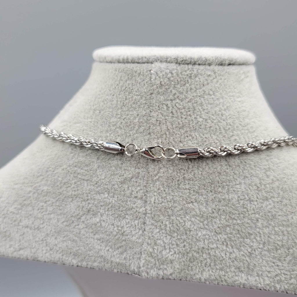 Rope Chain Necklace Silver tone 22 in 3.8mm wide