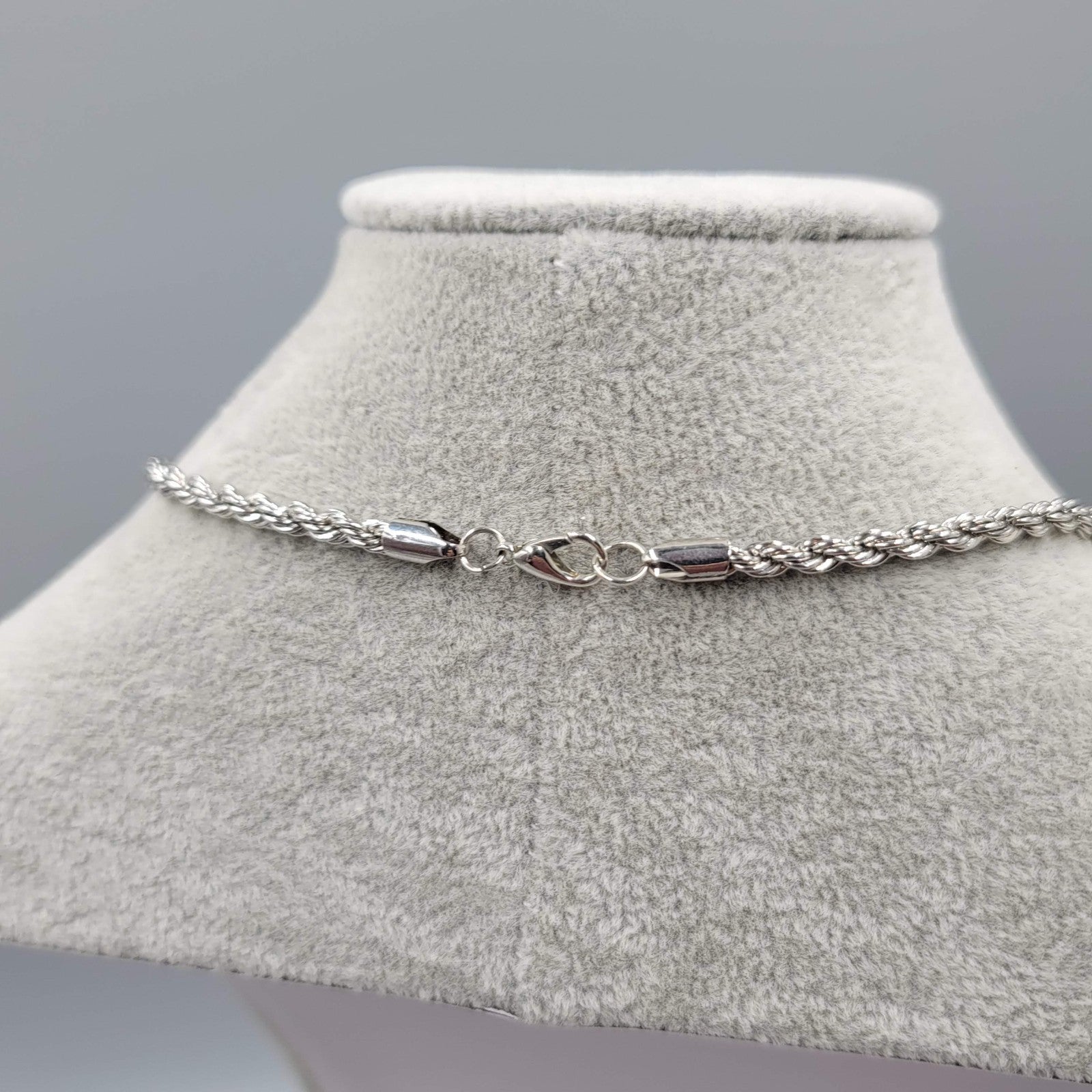 Rope Chain Necklace Silver tone 22 in 3.8mm wide