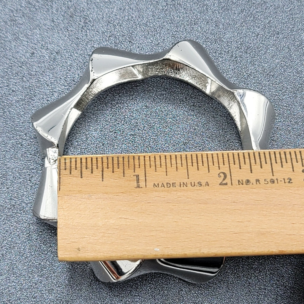 Lot of 2 Clamper Hinged Bracelets Silver Tone Womens Jewelry Rhinestone