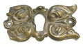 Vintage Brass Skeleton Key hole Escutcheon  2 1/4" x 1"