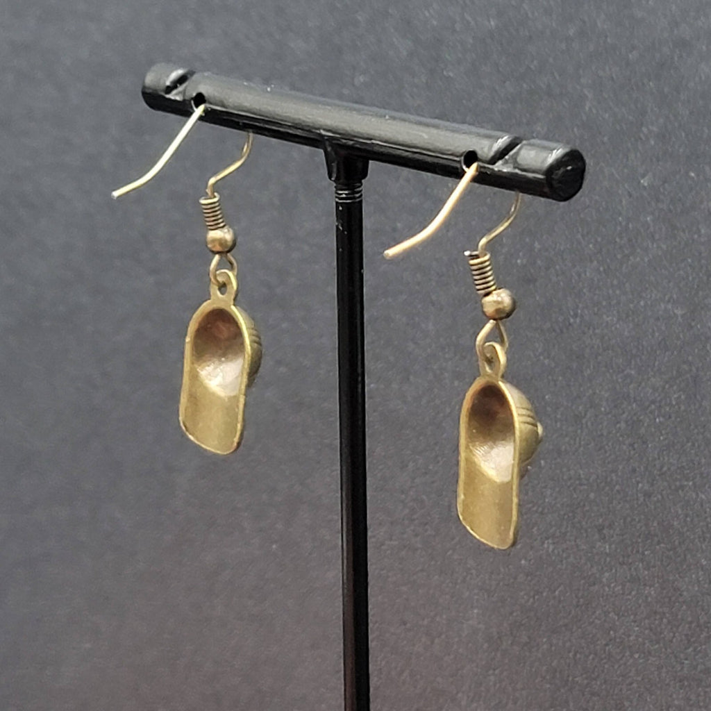 New Baseball Hat Pierced Earrings Bronze tone Dangle 3/4"