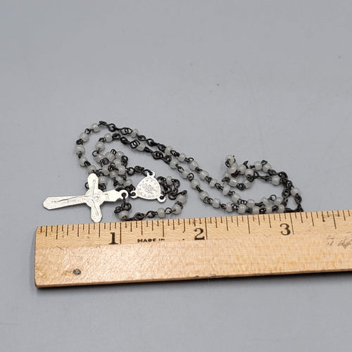 Catholic TINY Rosary Crucifix Translucent Plastic Beads Silver tone