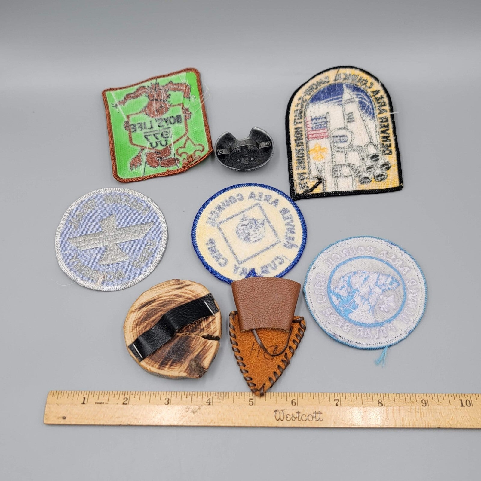 Vintage 1970s Boy Scouts Lot Patches Handmade Bolos Tie Slide