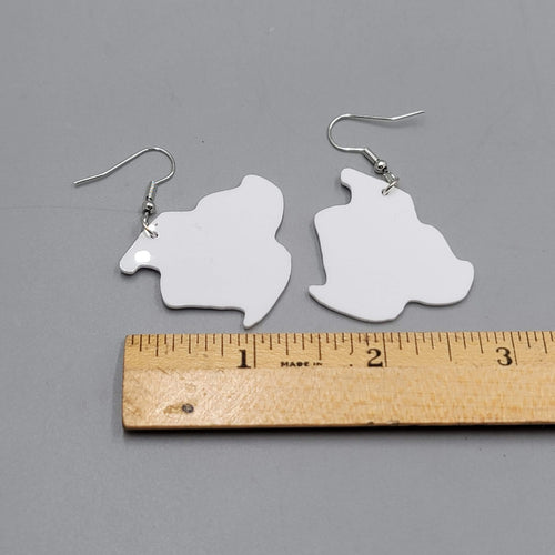 Christmas Santa Sleigh Pierced Earrings Silver tone Dangle 1.25 in