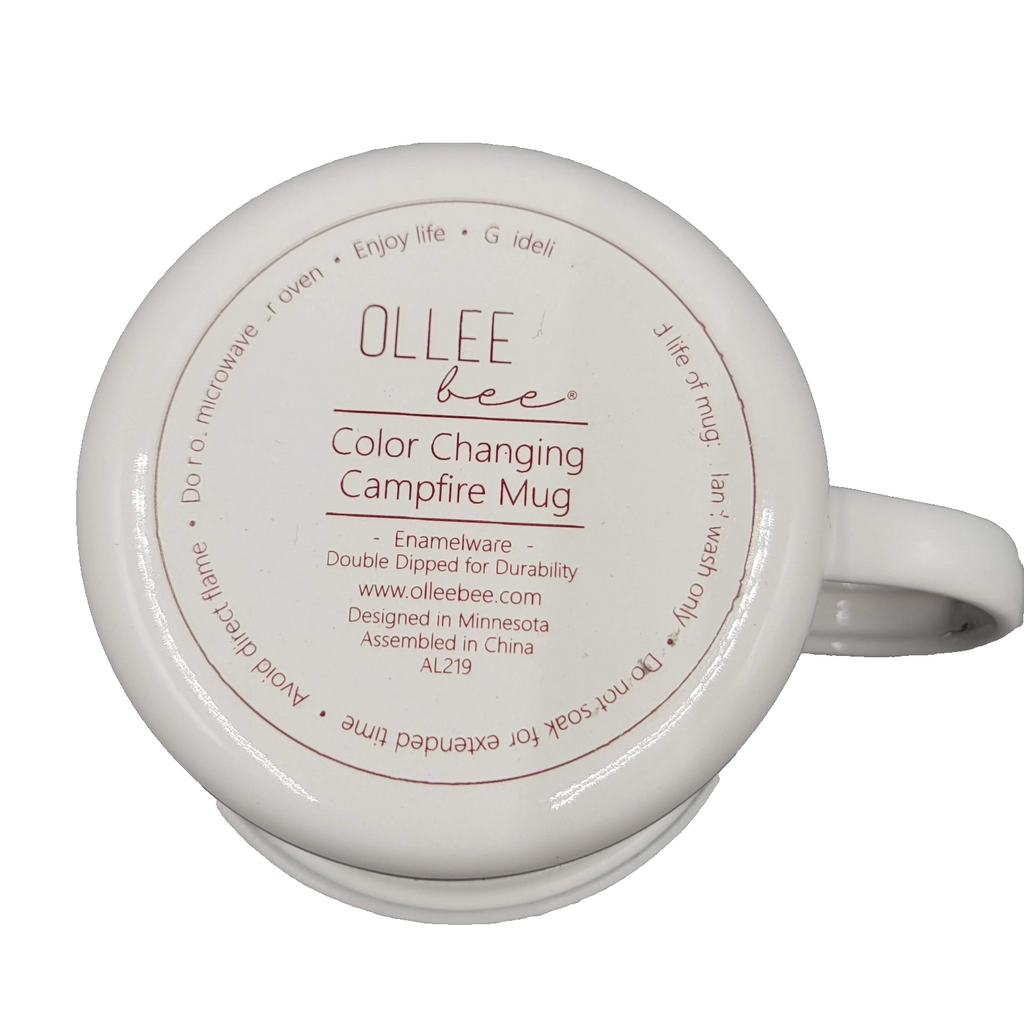 Ollee Bee Enamel Tin Campfire Coffee Mug Enamelware Color Changing Adventure
