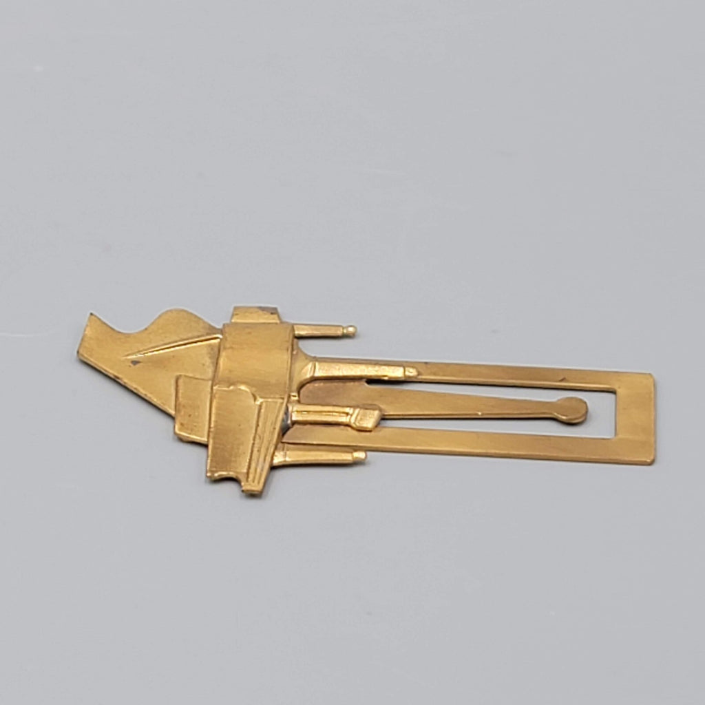 Vintage Grand Piano Bookmark Gold tone Metal 3"