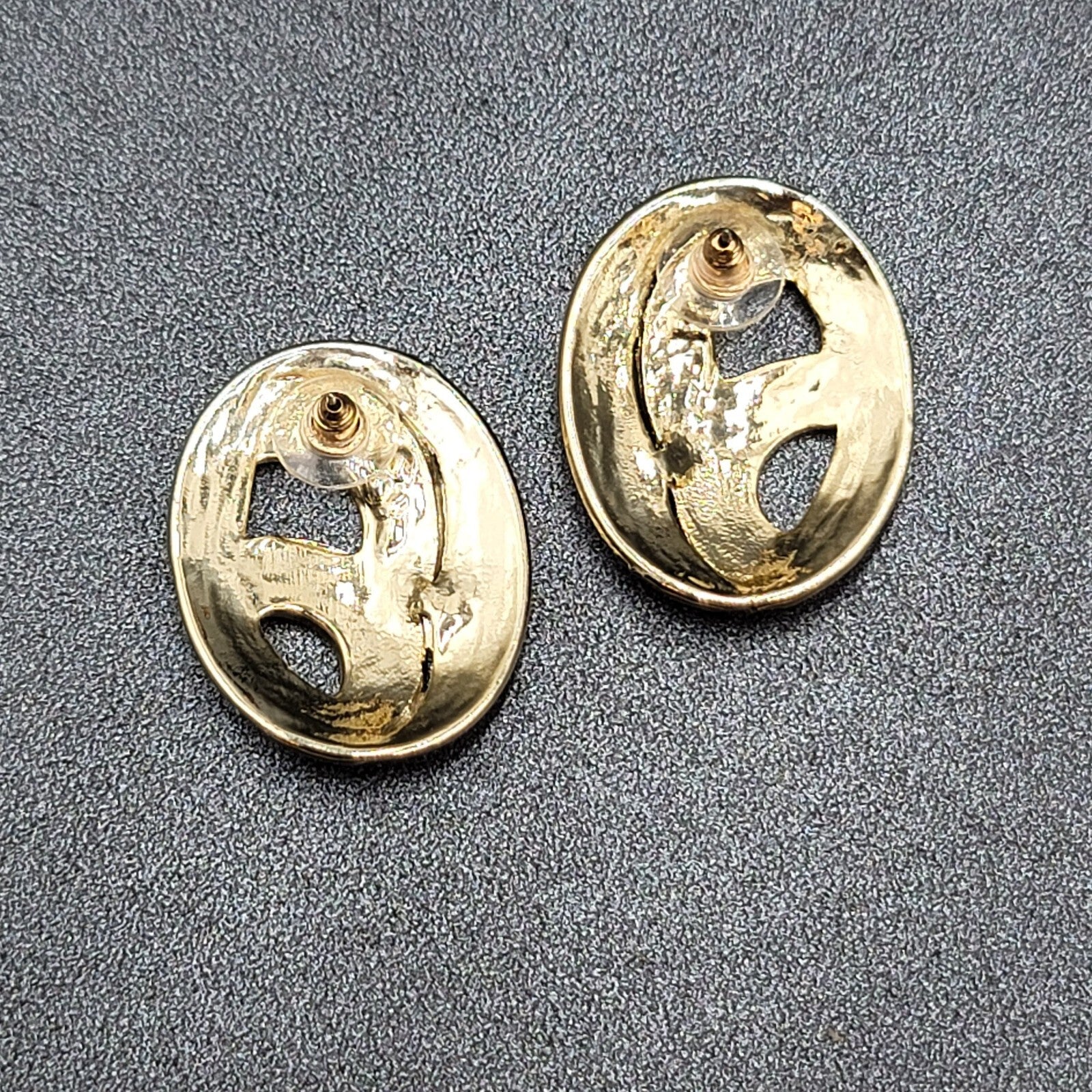 Vintage Pierced Earrings Blue Pink Enamel Drop Open Work 1.5"