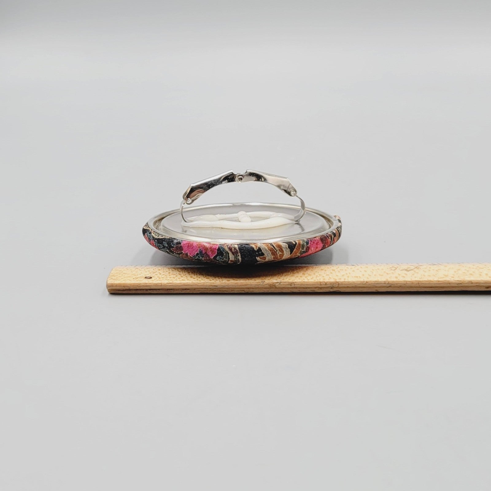 Vintage Scarf Clip Paisley Fabric Large Dome Round 2.5"