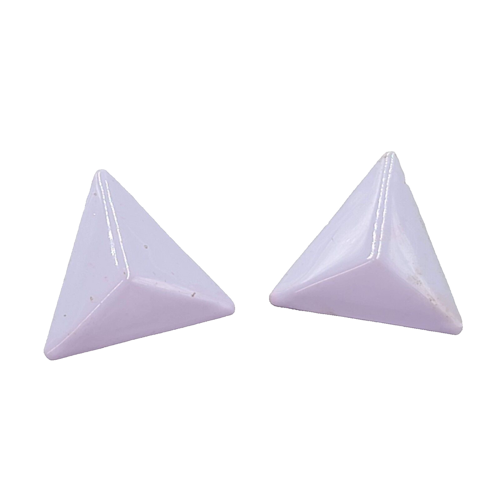 Vintage Light Purple Enamel Triangle Pierced Earrings 7/8"