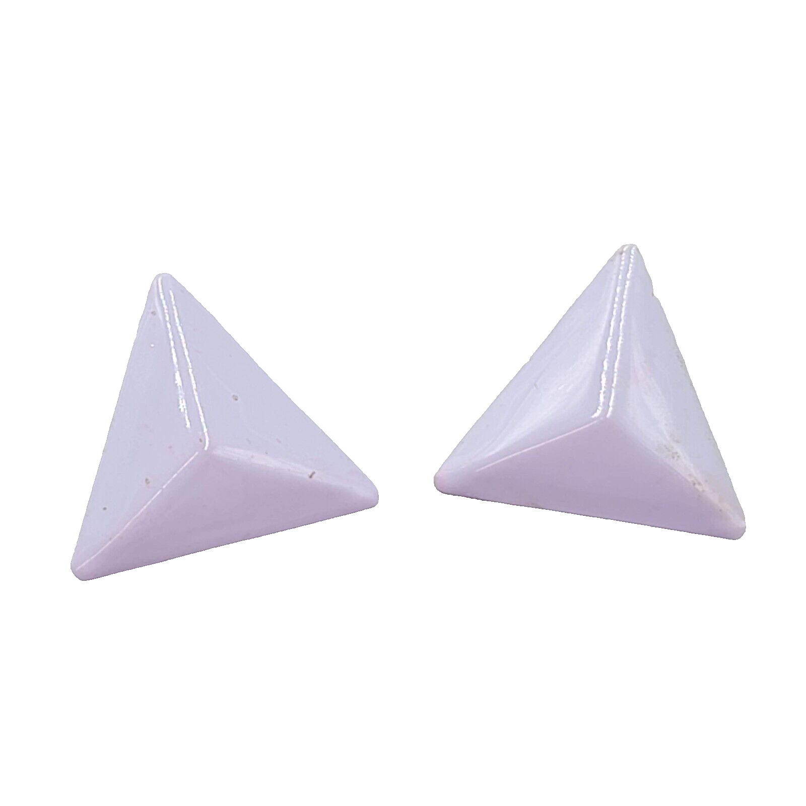 Vintage Light Purple Enamel Triangle Pierced Earrings 7/8"