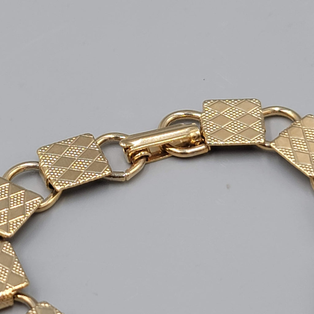 Vintage Bracelet Gold tone Square Links 7 in