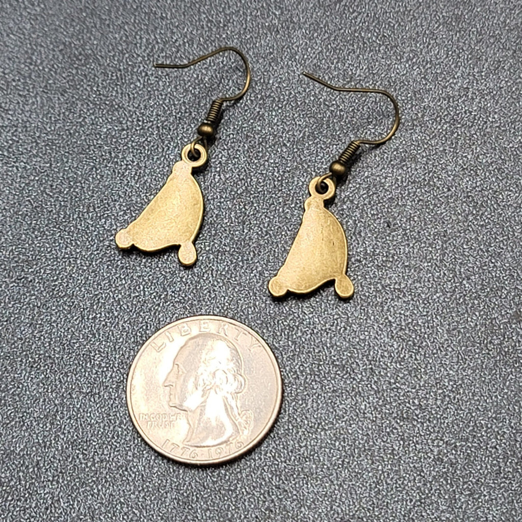 New Harp Pierced Earrings Bronze tone Embossed Dangle 7/8"