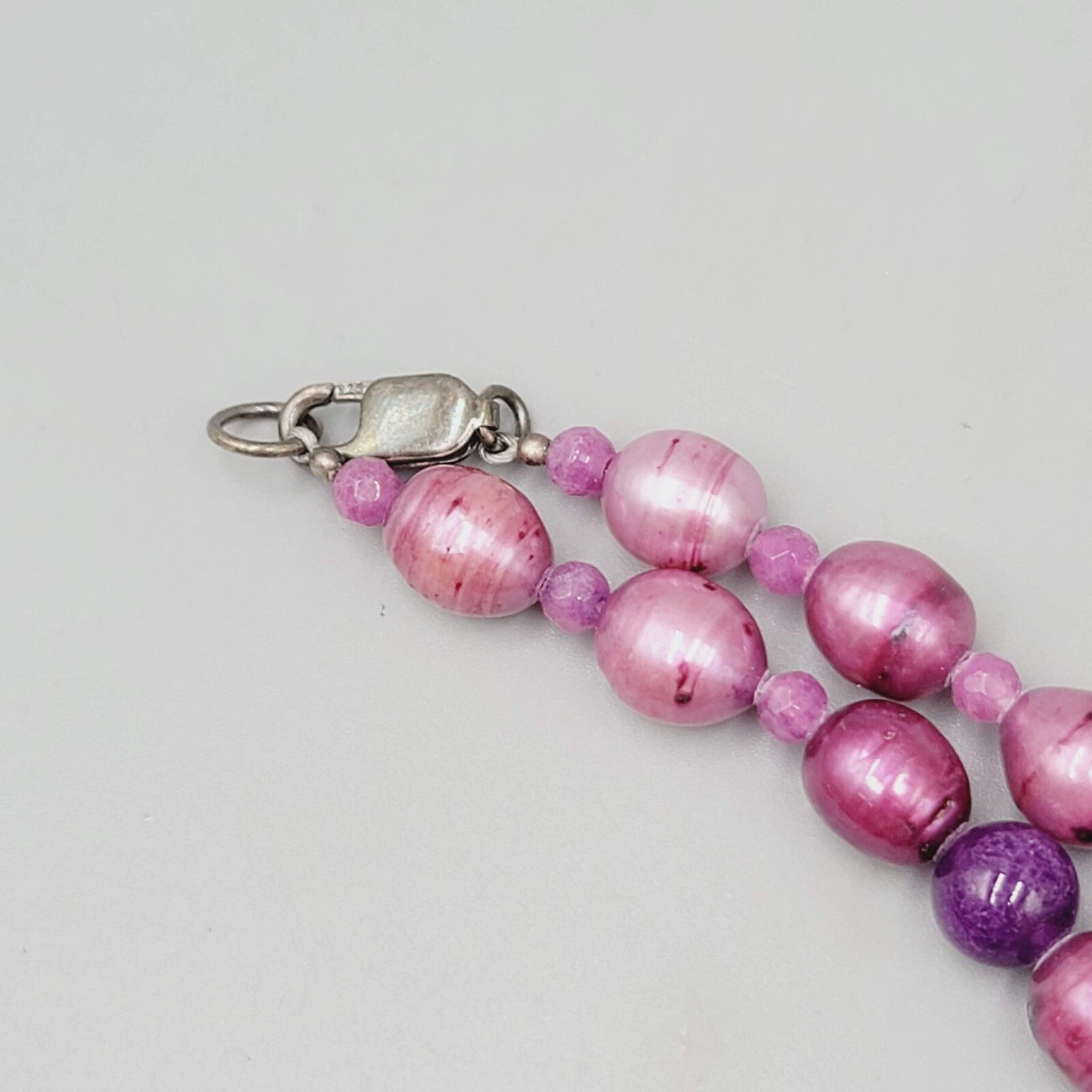 Purple Gemstone Bead Necklace Pearl Amethyst 30"