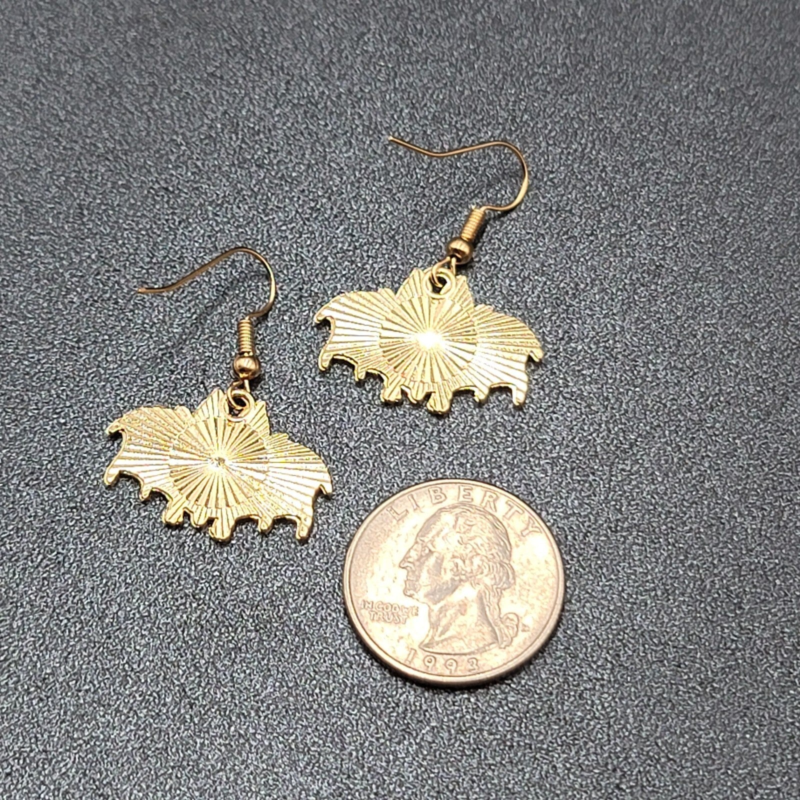 Zombie Bat Pierced Earrings Halloween Half Skeleton Enamel Dangle 3/4"