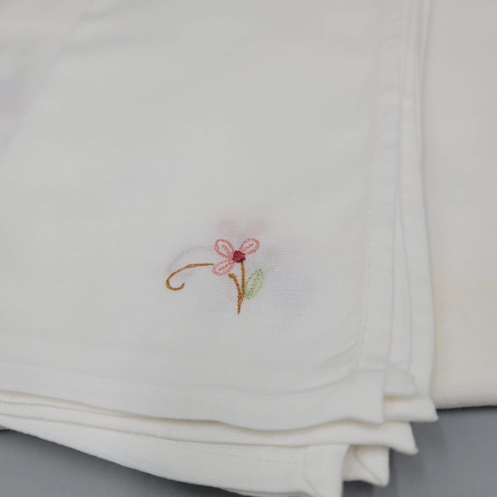 Vintage Table Topper Tablecloth Floral Embroidered & Matching Napkins NOS