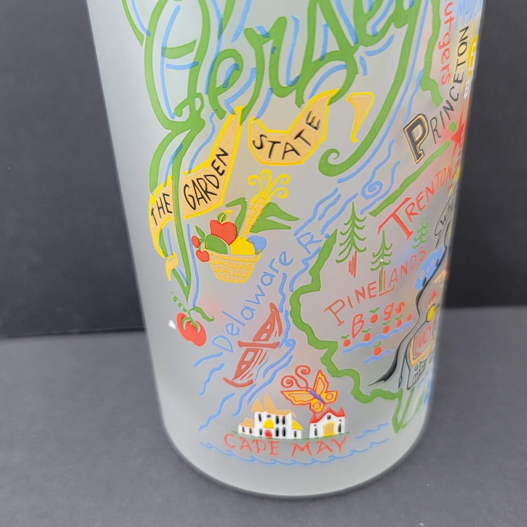 Cat Studio Geography New Jersey Frosted Drinking Glass Tumbler 6"