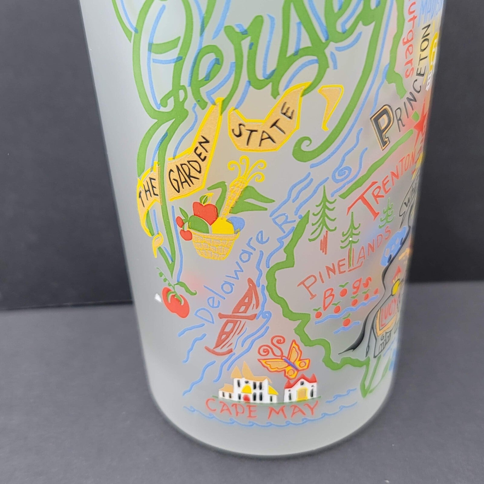Cat Studio Geography New Jersey Frosted Drinking Glass Tumbler 6"