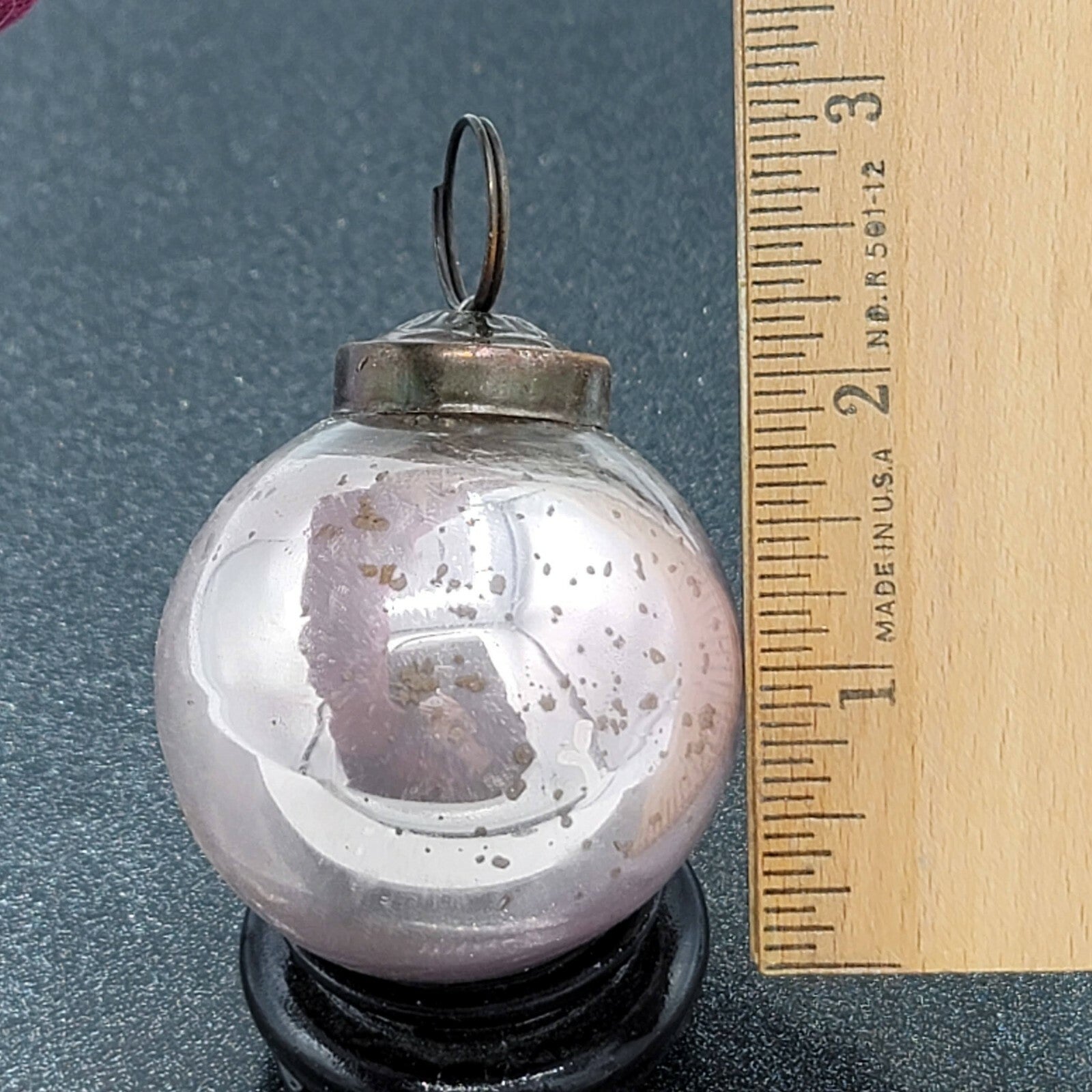 Vintage Glass Kugel Style Purple Silver Ball Christmas Tree Ornament 2"