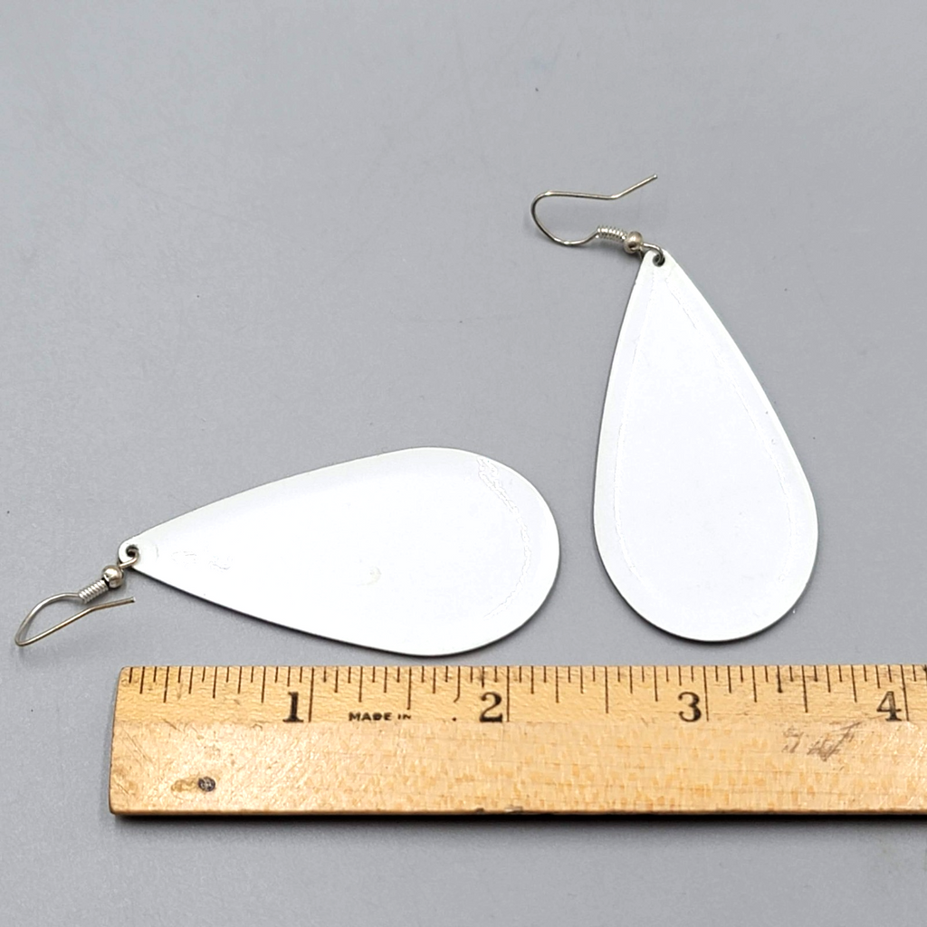 Statement Large Teardrop Pierced Earrings Multicolor Tiger Stripes 2.25"