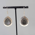 Abalone Pierced Earrings Silver tone Teardrop Dangle 1 1/8"