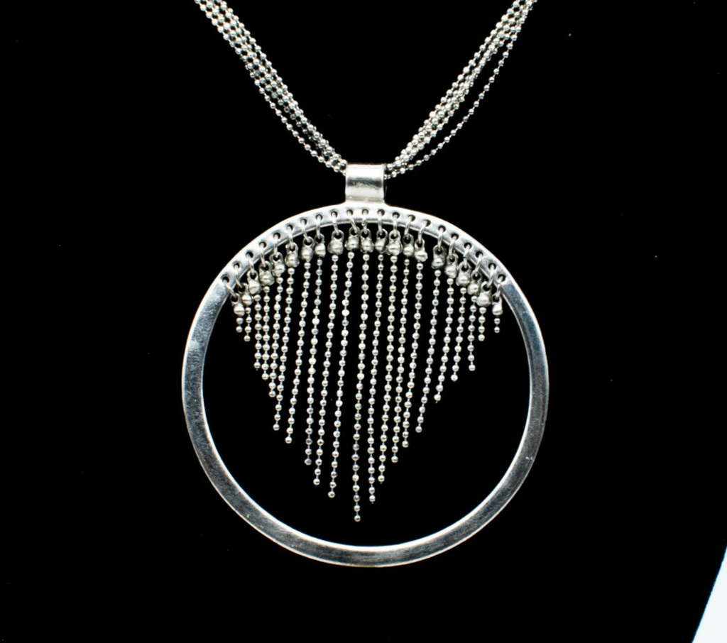 Silvertone Guess Chain Pendant Necklace Costume Estate Jewelry 16" - 19"