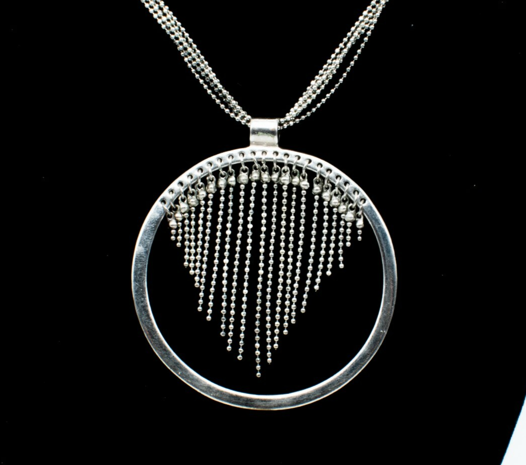 Silvertone Guess Chain Pendant Necklace Costume Estate Jewelry 16" - 19"