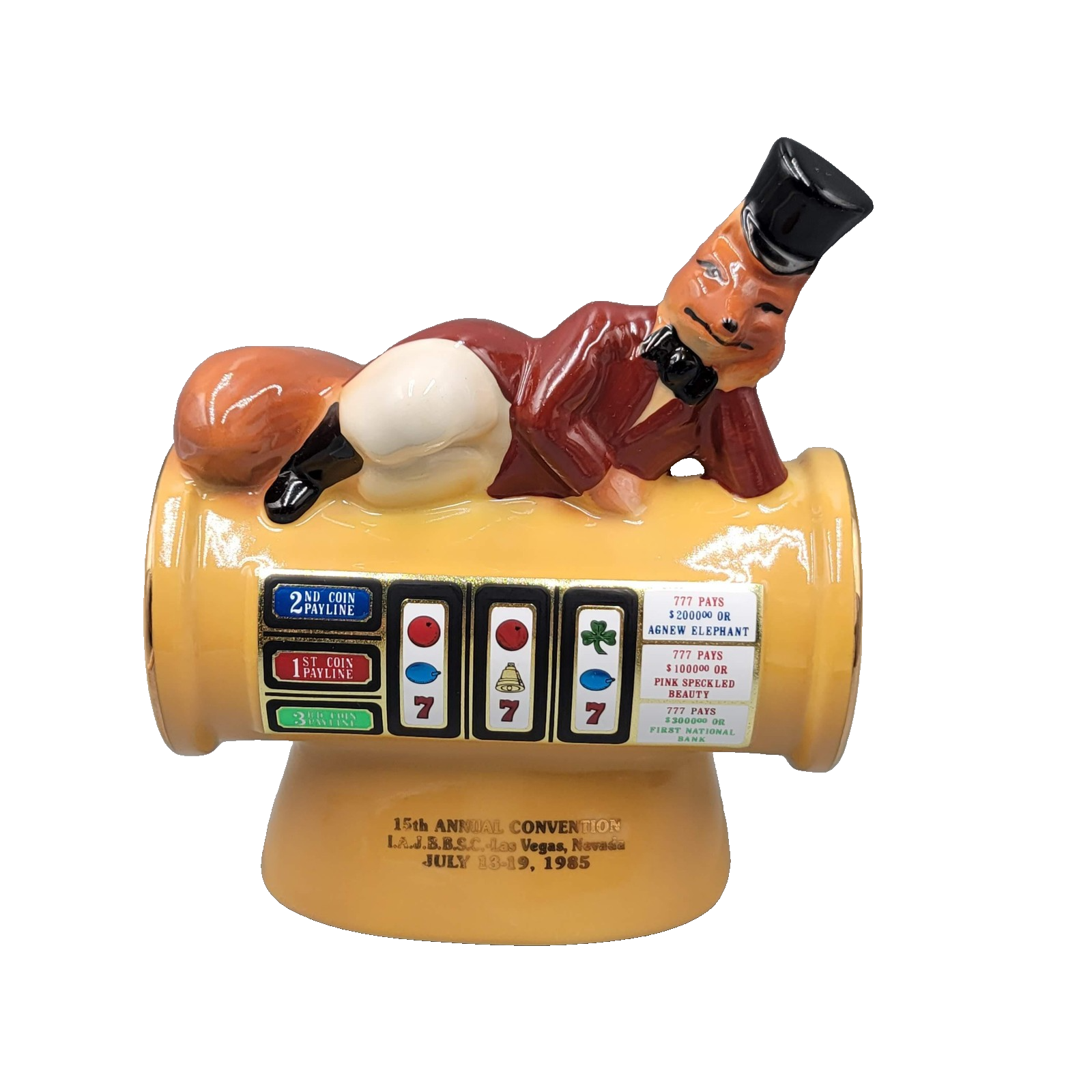 Vintage Jim Beam Regal China Slot Machine Fox Ceramic Bank Only