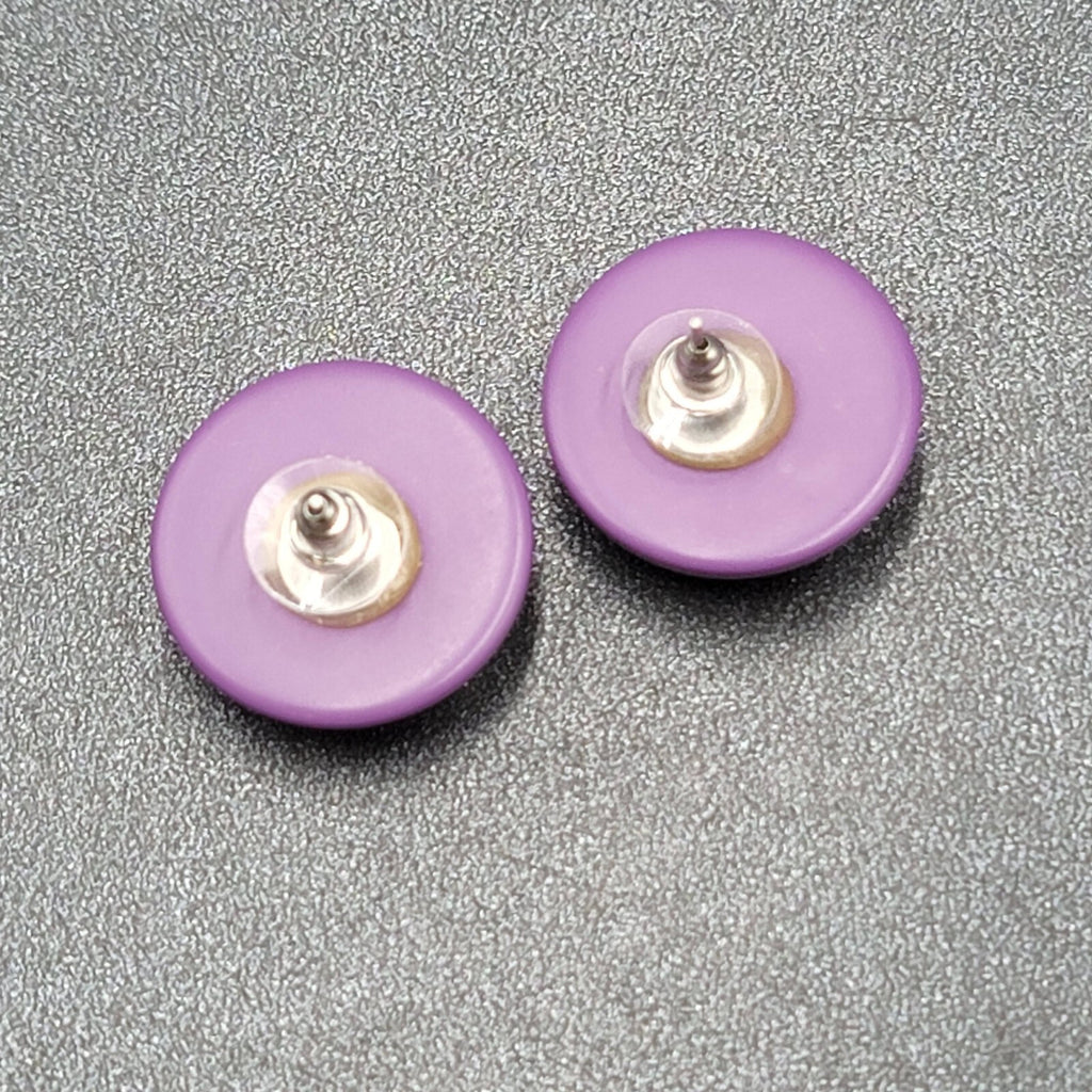 Vintage Pierced Earrings Purple Domed Studs Estate Costume Jewelry 1"